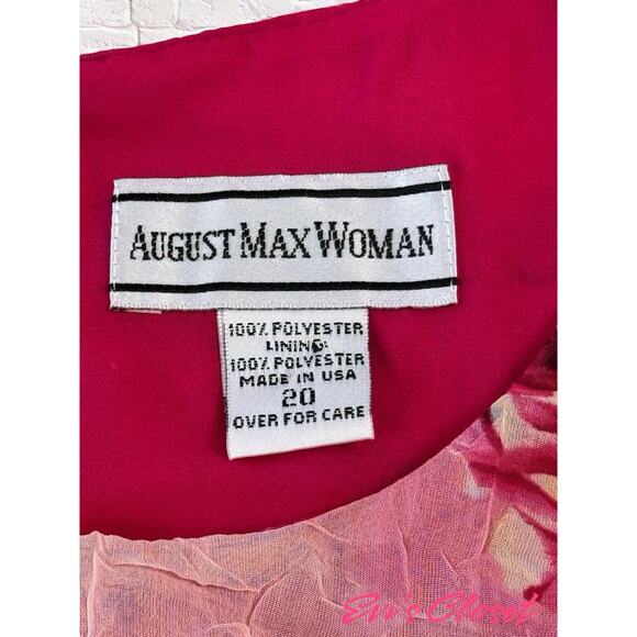 August Max Woman Pink Floral Rose Boho Cottage Core Top Sleeveless Sz 20 - Picture 10 of 10